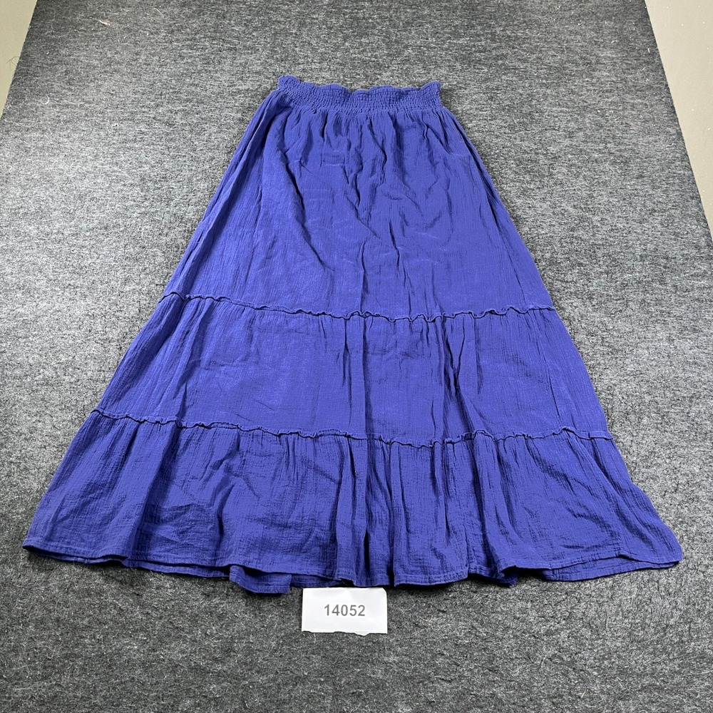 Old Navy Maxi Skirt Womens Medium Blue Crinkle Elastic Waist Pull On Party Wear